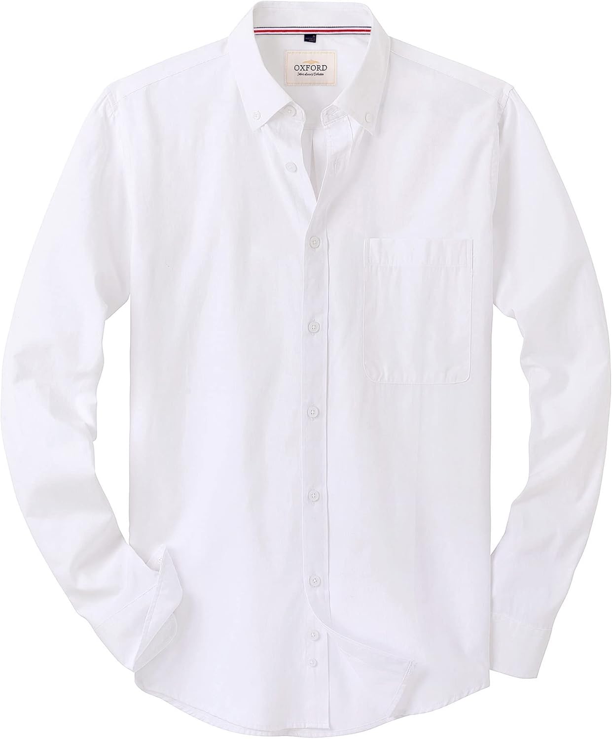 J.VER Men's Long Sleeve Oxford Shirt Casual Plain Smart Non Iron Button Down Shirt with Pocket