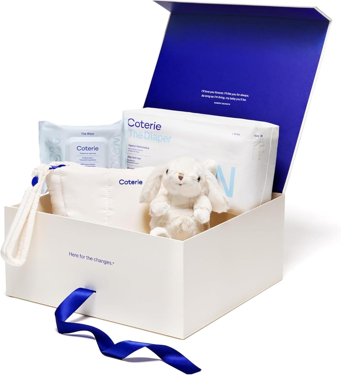 Coterie The Newborn Gift Set, Diapers & Wipes Baby Registry Kit | Includes Size NB (31 ct) & Size 1 (33 ct) Diapers, 1 Travel Size Wipes Pack (18 count), hypoallergenic for sensitive skin