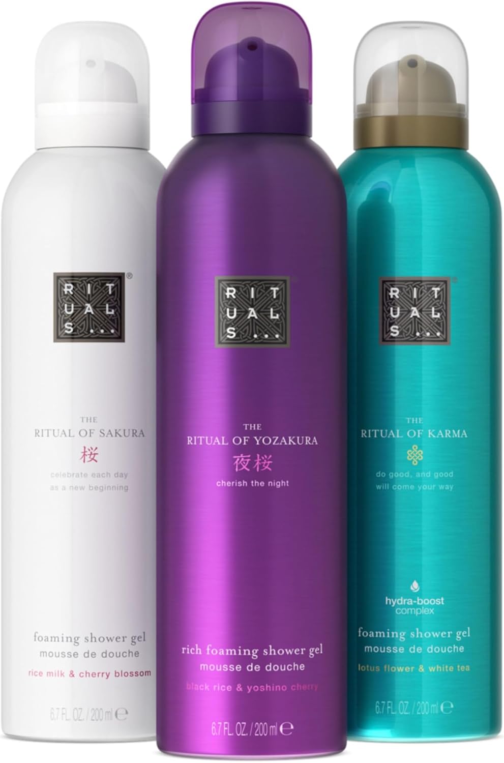 RITUALS Shower Foam Set, Cherry Blossom & Rice Milk, Hydrating, 3 x 200ml