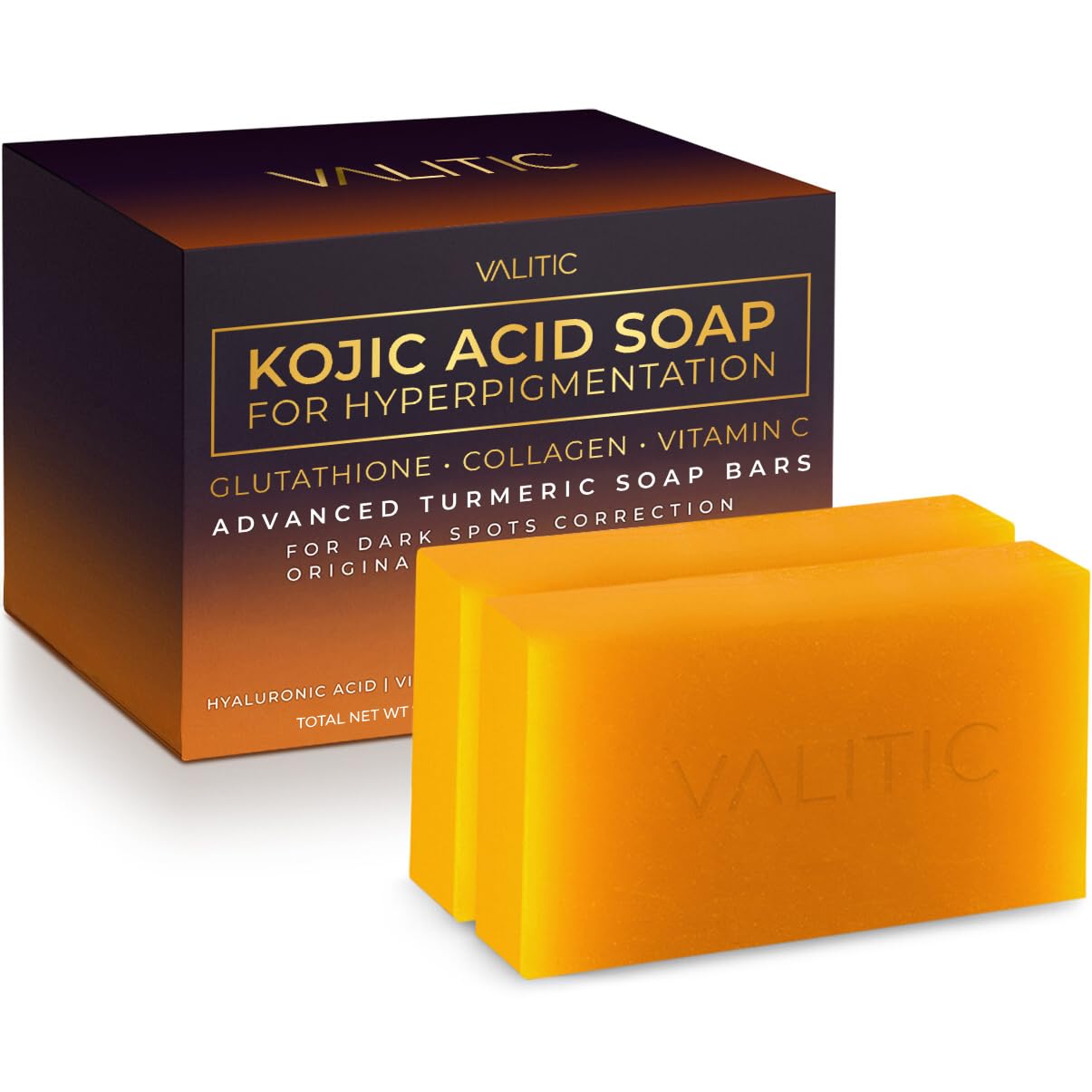 VALITIC Kojic Acid Soap for Hyperpigmentation with Turmeric 2 Pack