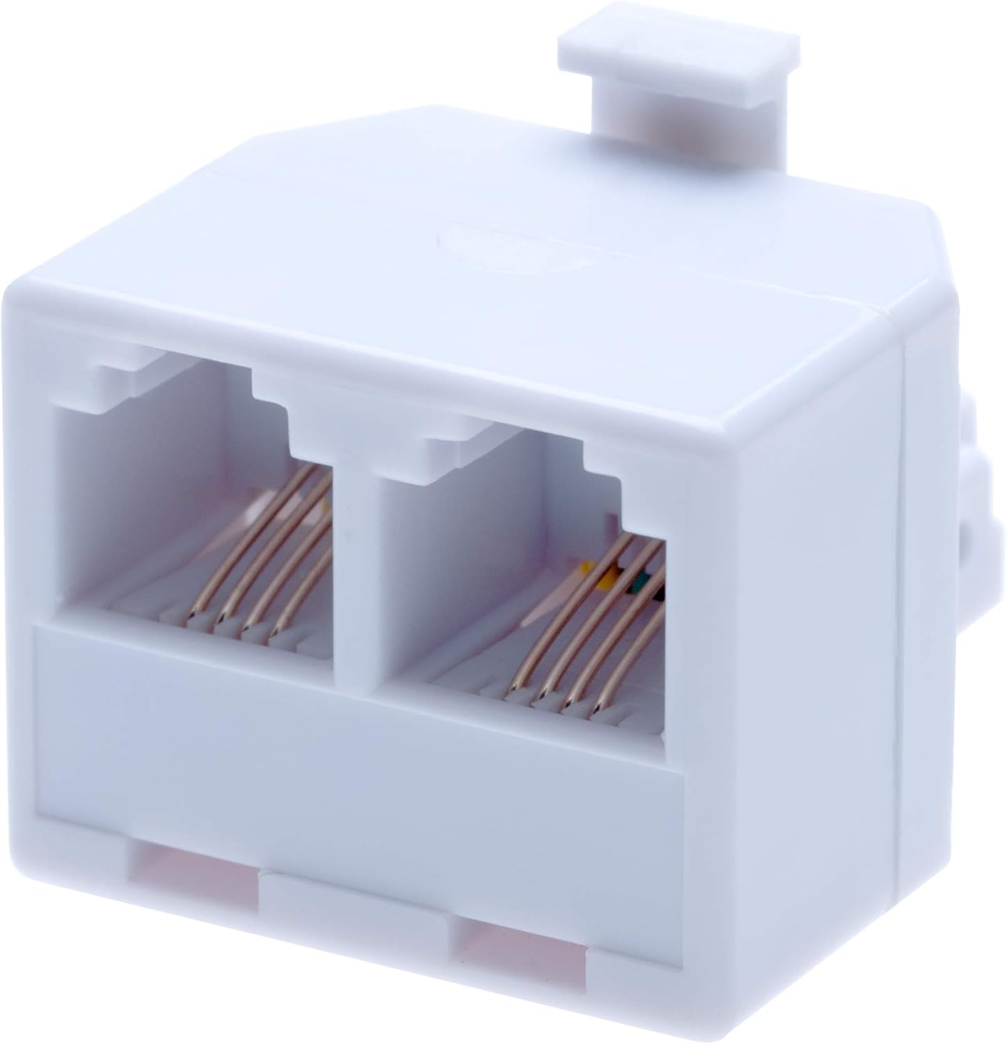 RJ11 Adapter and 2 Way Splitter from 2 RJ11 Socket Female Jacks to RJ11 Male Plug| Cable Landline Broadband Universal Port Converter Connector Extender Phone Coupler| 4 Wire Converter | White