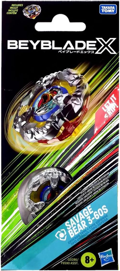Beyblade X Savage Bear3-60S Top Booster Pack Set, Includes 3-60S Right-Spin Defense Type Top, Spinning Toy for Kids 8+, Defend & Dominate in Epic Battles