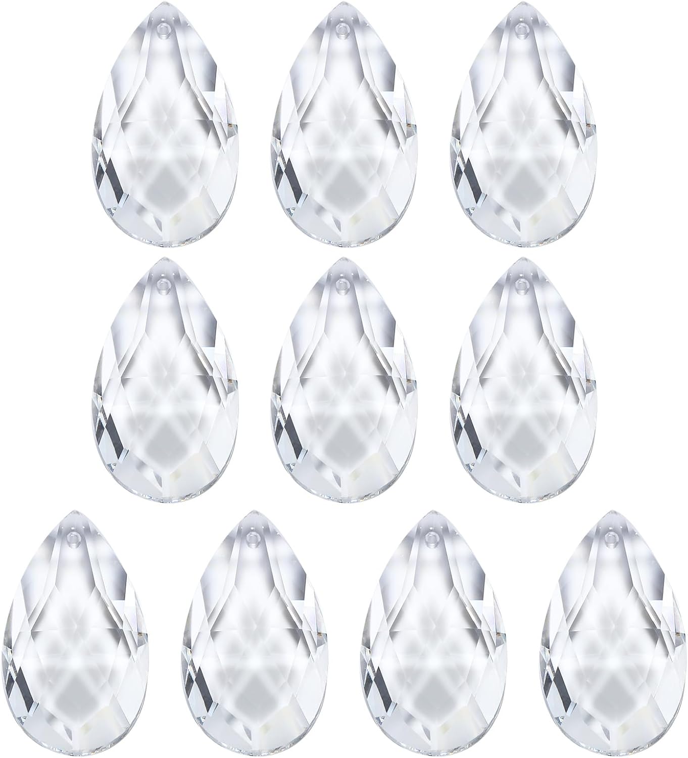 PATIKIL K9 Crystal Pendants Teardrop Beads, 10 Pack 38mm Chandelier Prisms Parts Hanging Beads DIY Lamp for Arts Crafts Decoration, Clear