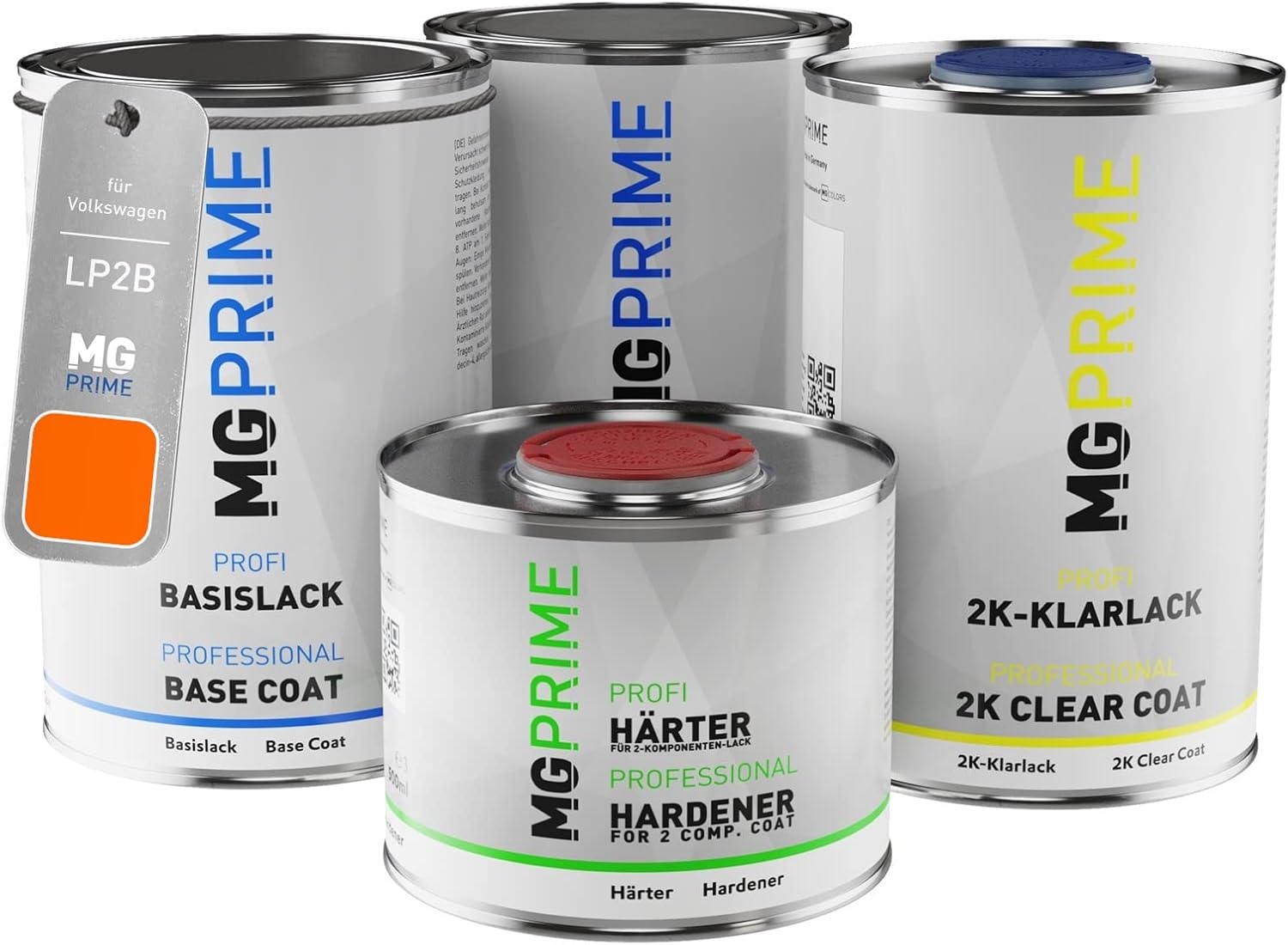 MG PRIME Car paint Can set for Volkswagen VW LP2B / P2B Orange under + base coat 2K clear coat hardener ready-to-spray 3.5l