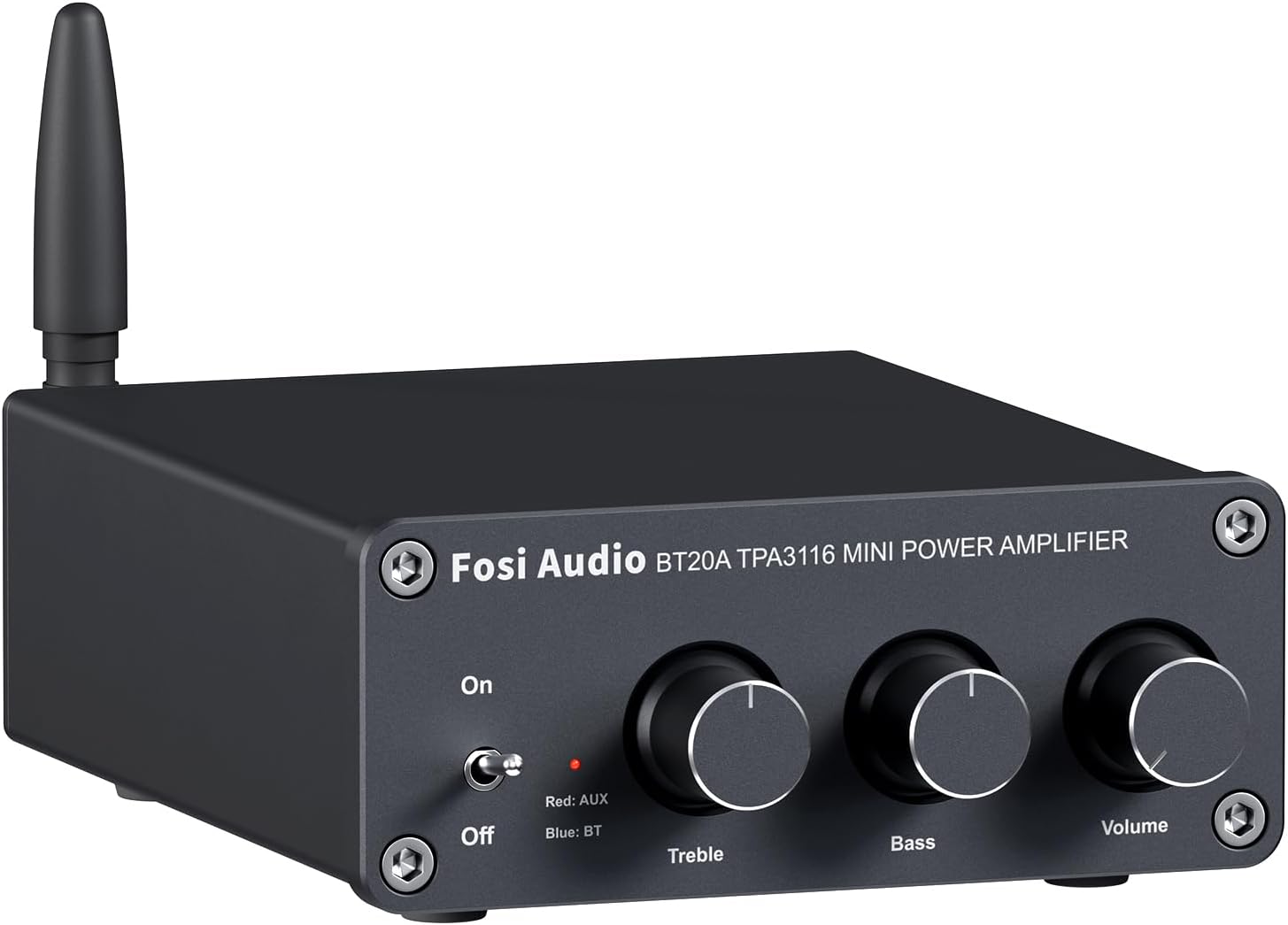 Fosi Audio BT20A Bluetooth Amplifier for Speakers, Mini Stereo 2 Channel Amp Class D, with TPA3116 Chips 100W x 2 and Bass Treble Controls, for Home Audio Outdoor Passive Desktop Bookshelf Speakers