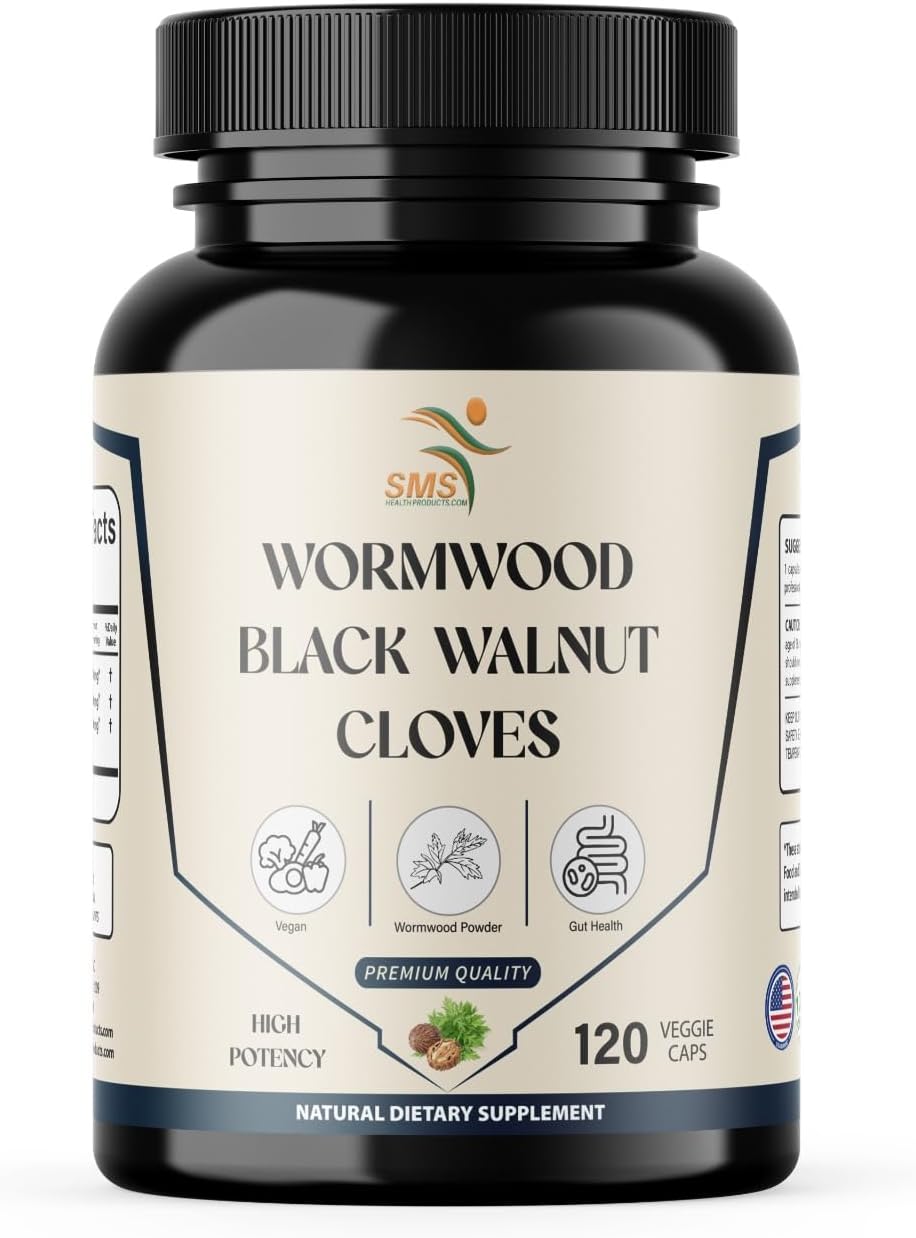 Wormwood Black Walnut Clove Capsules Herbal Detox & Cleanse Supplement with Sweet Wormwood, Black Walnut, and Cloves, 120 Veggie Capsules for Digestive Support and Wellness