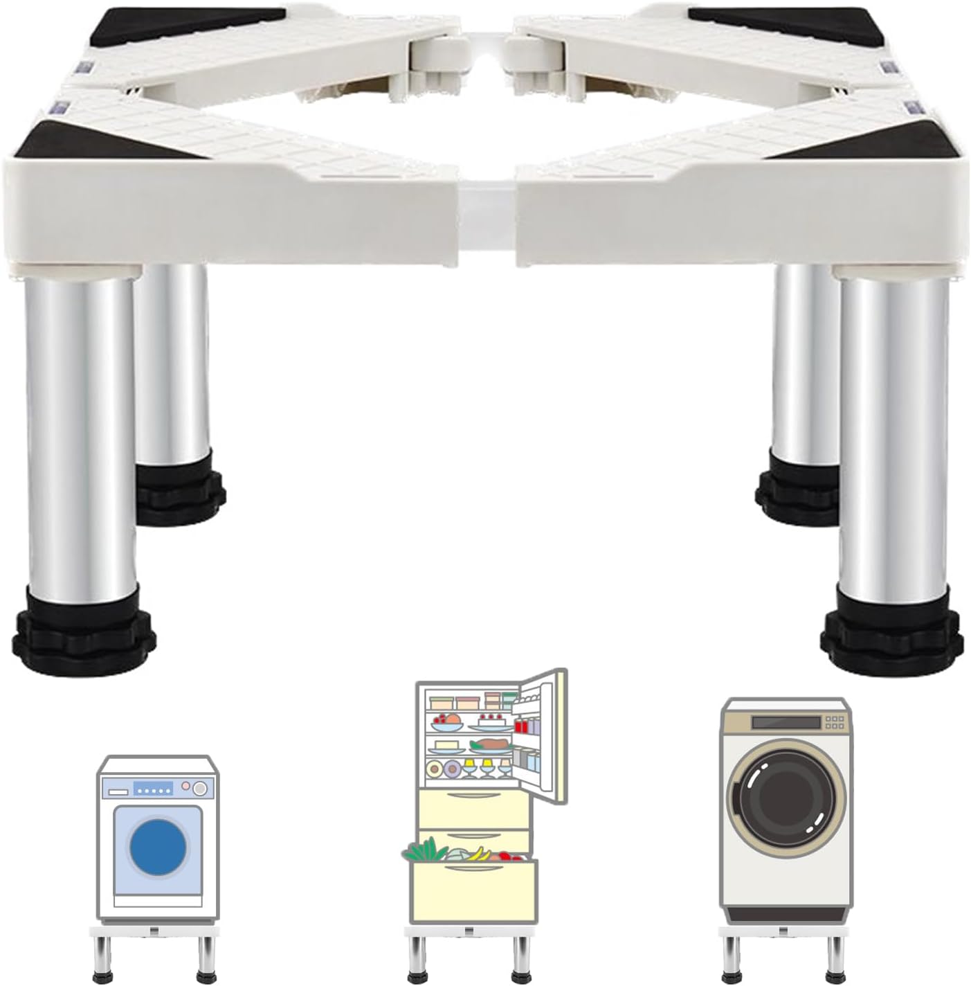 Washer and Dryer Stands, Washing Machine Stand Base Adjustable Appliance Base Max Load 770LB/350KG Pedestal for Washing Machine Dryers Refrigerator, Increase 9.4-10.6inch 24-27cm Height