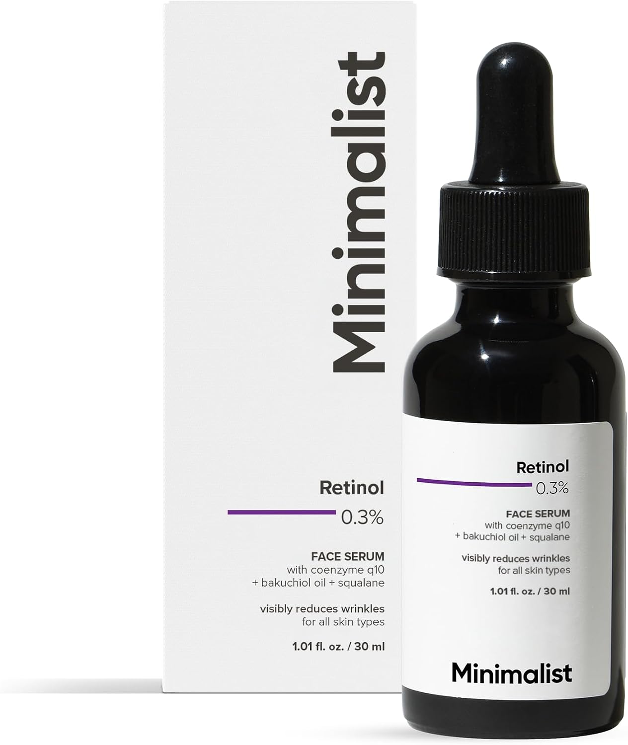 Minimalist 0.3% Retinol Face Serum Night Face Serum With Retinol & Q10 To Reduce Fine Lines & Wrinkles | For Women & Men