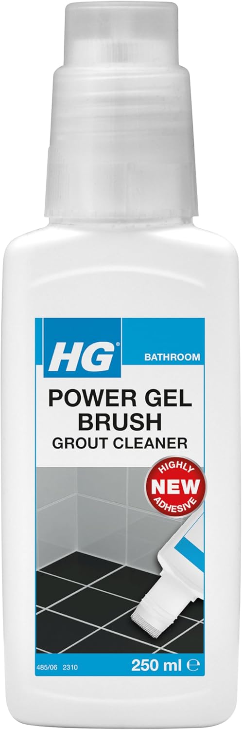 HG Power Gel Brush Grout Cleaner, Professional Grade Heavy Duty Bathroom Cleaner & Tile Stain Remover for Grouting In Kitchen & Bathroom Between Tiles - 250ml