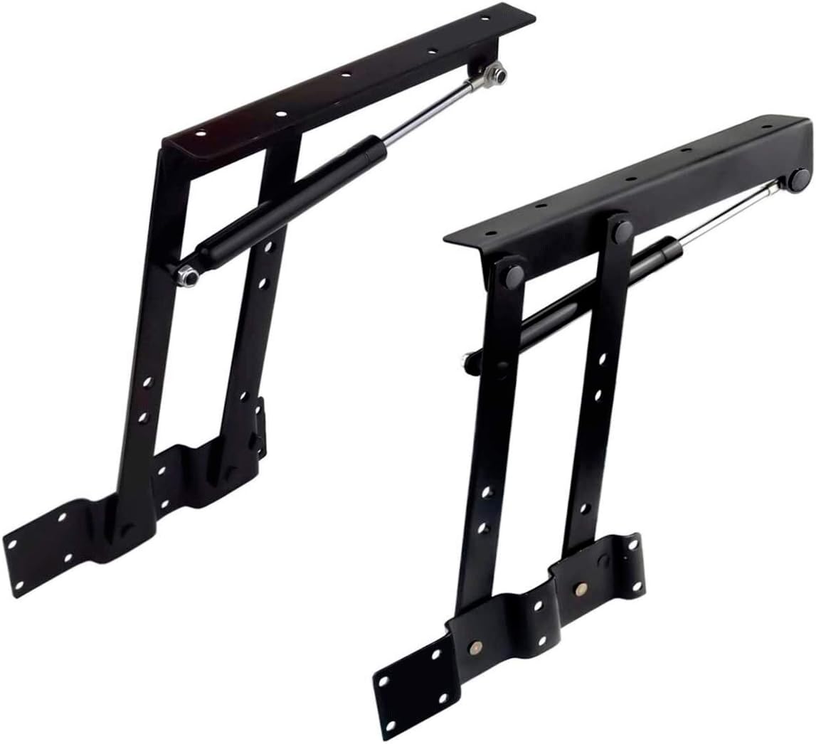 GreatBba 2pcs Folding Lift up Top Coffee Table Lifting Frame Desk Mechanism Hardware Fitting Hinge Spring Standing Rack Hinge Rack Bracket (Gas Hydraulic)