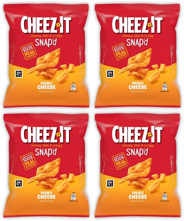 Cheeze-It Double Cheese Baked Snack Bundle โ Pack of 4 (65g Each, Total 260g) | Made with 100% Real Cheese | Extra Cheesy, Thin & Crispy