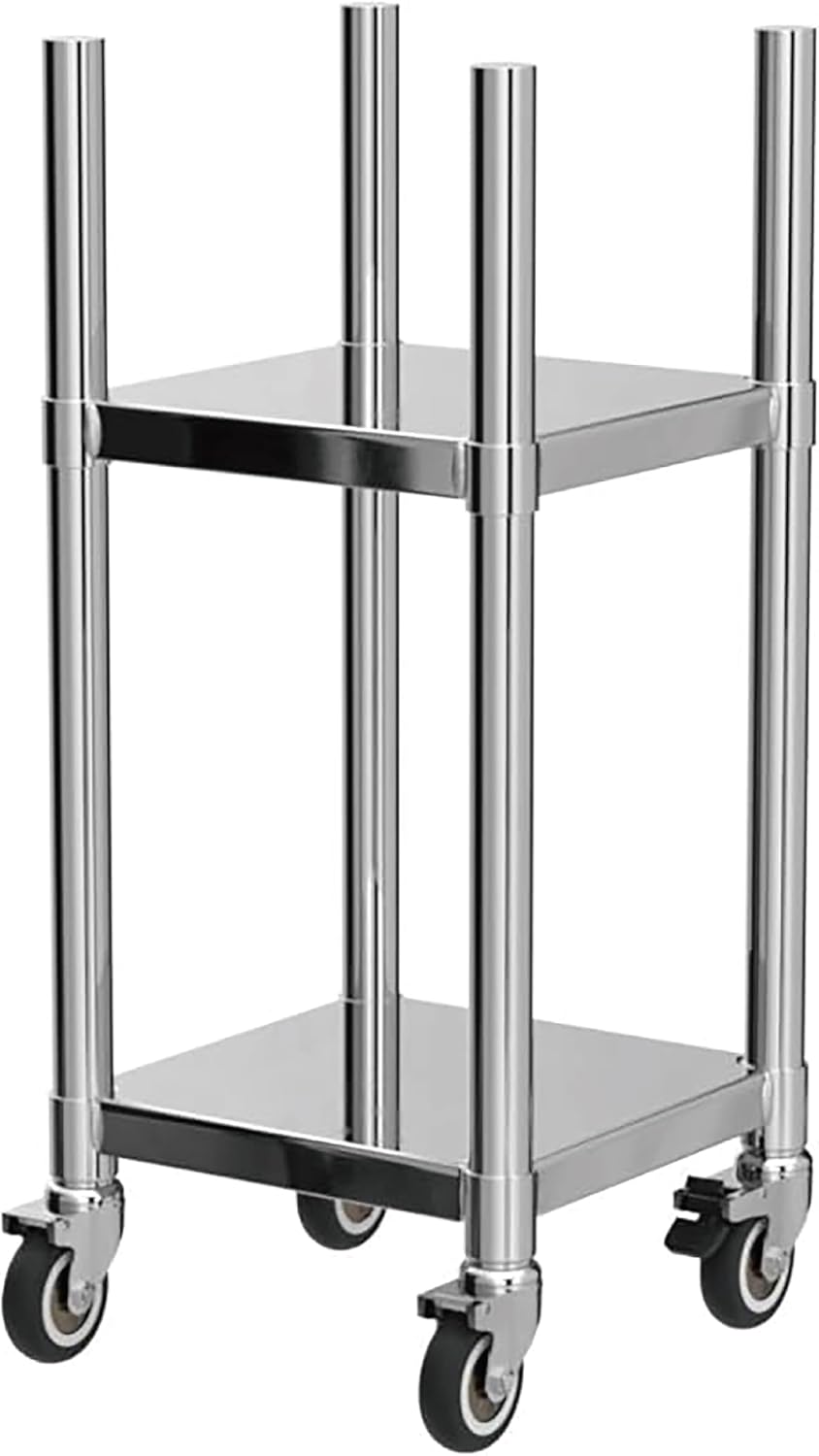 PANTIN® 14” x 14” Stainless Steel Rice Warmer Stand and Cart with Wheels & Brakes – Adjustable Height Stand for Commercial Food Warmers, Large Rice Cookers, and Commercial Cooking Equipment Stand