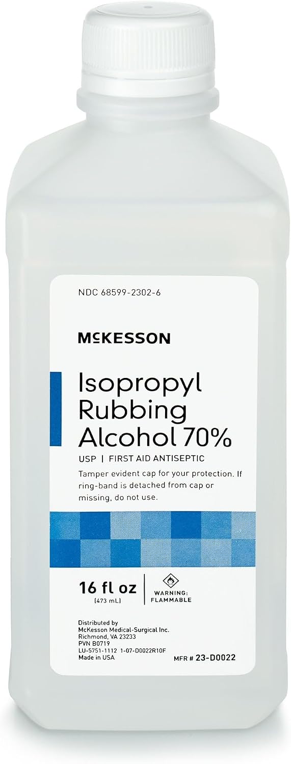 McKesson Isopropyl Rubbing Alcohol 70% USP First Aid, 16 oz, 1 ct