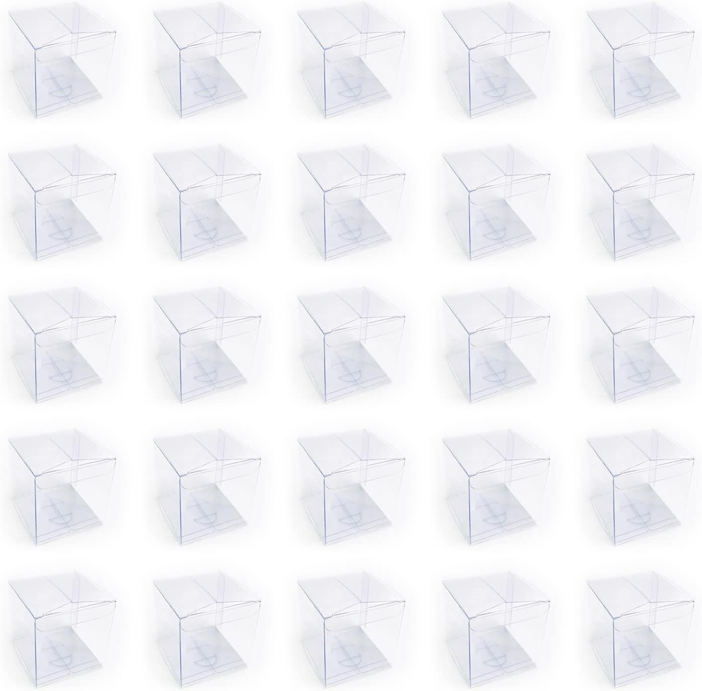 ZWZNBL Pack of 25 Transparent Gift Boxes, Plastic Folding Box, Chocolate Candy Box, Gift Packaging Box for Wedding, Party, Birthday, Christmas (5 x 5 x 5 cm)