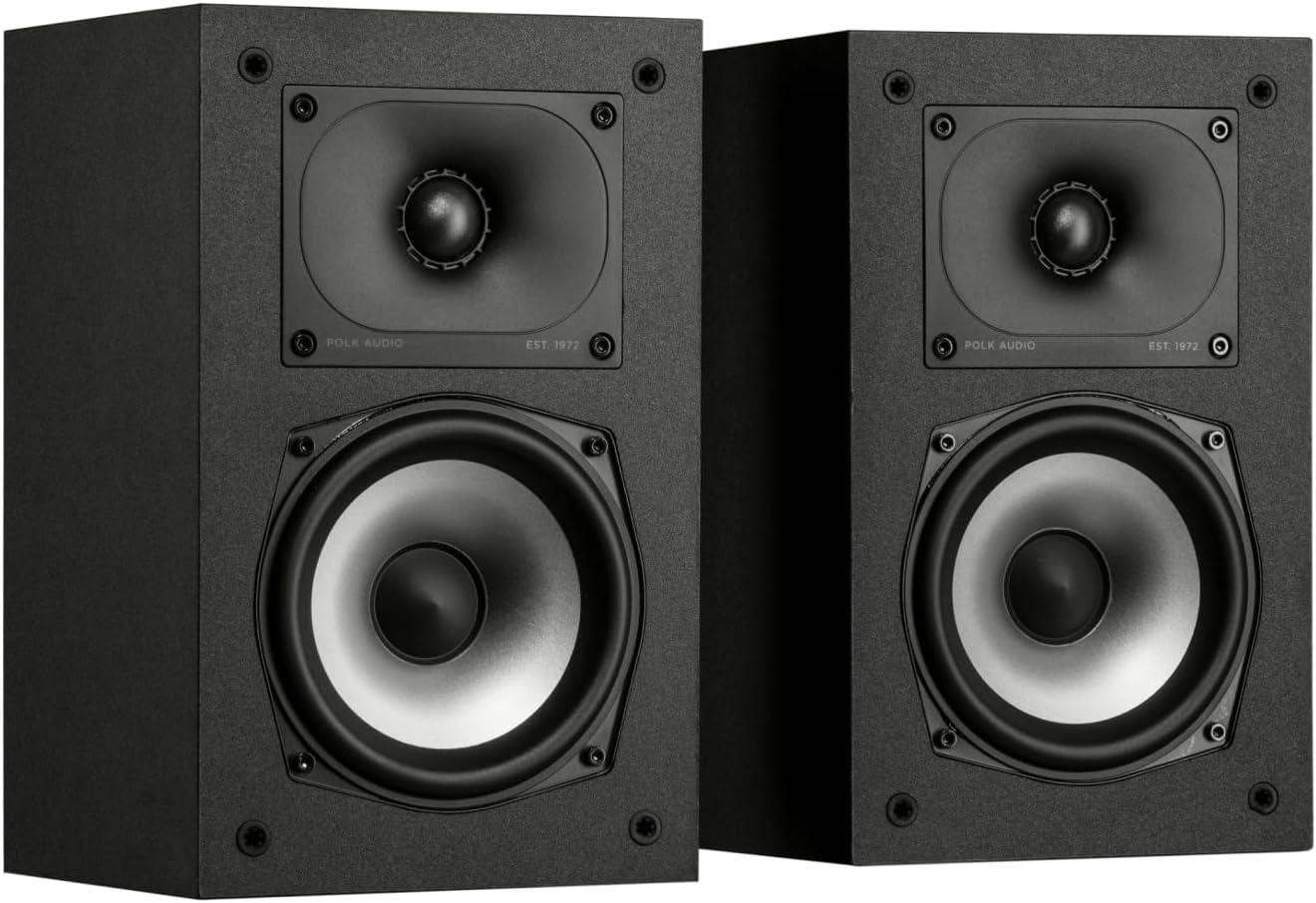 Polk Audio Monitor XT15 High-Resolution Compact Bookshelf Loudspeakers, Hi-Res Certified Performance, Dolby Atmos Certified & DTS:X Compatible, Black