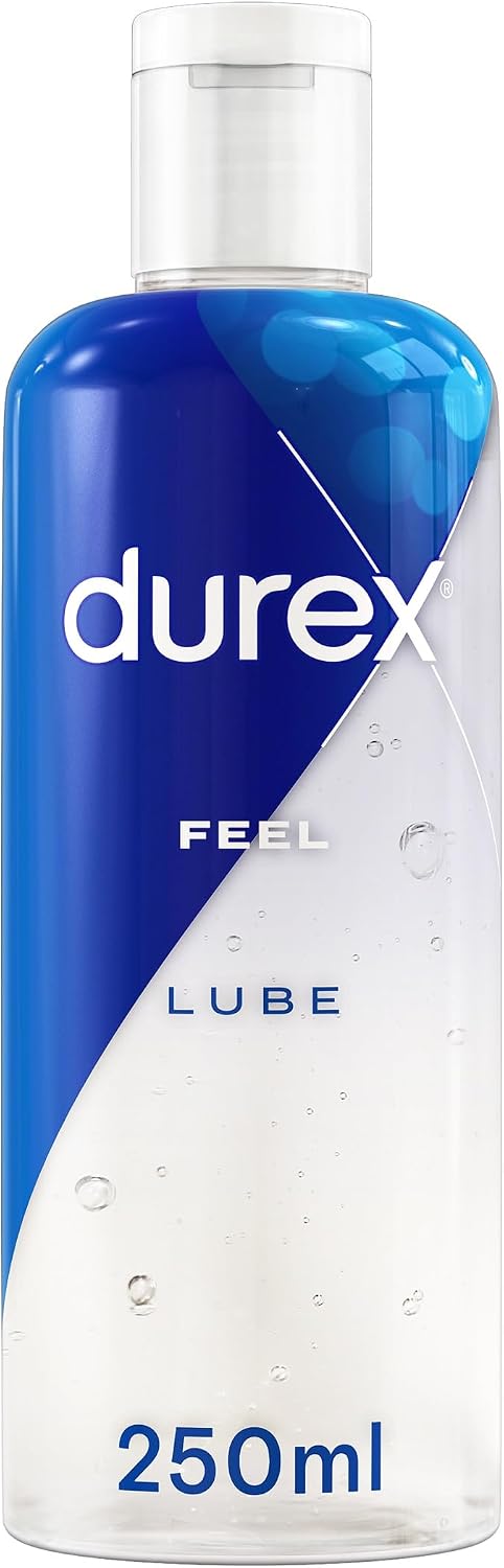 Durex Play Feel Water Based Lube, 250ml, Gentle, pH Friendly, Non Sticky, Non Staining, Unflavoured, Condom & Toy Compatible, Smooth Texture, Clinically Tested