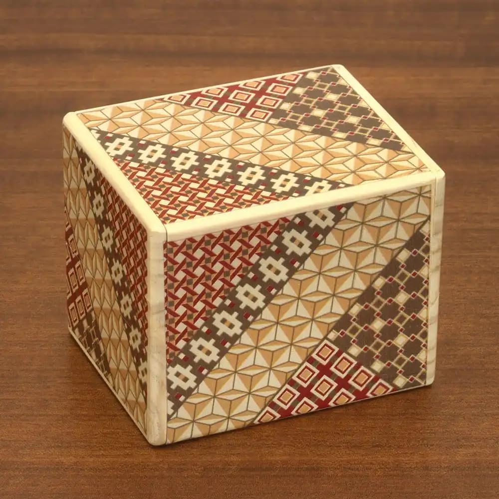 Bits and Pieces - Detailed Mosaic Secret Puzzle Box - 11 Step Solution - Wooden Money Box Brainteaser - Secret Compartment Brain Game