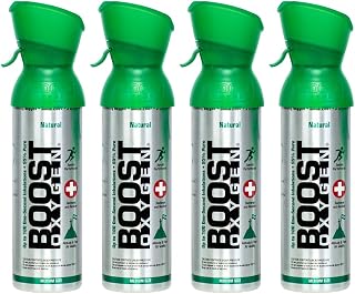 Boost Oxygen Medium Natural 5L Canister | Respiratory Support for Aerobic Recovery, Altitude, Performance & Health (4 Pack)