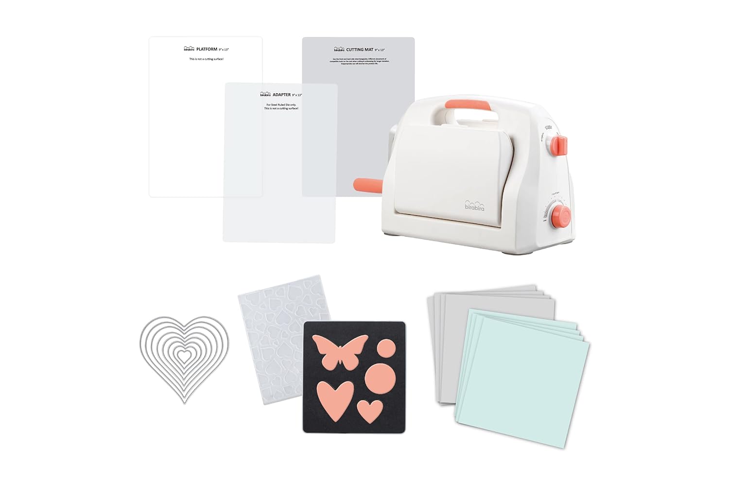 Bira 9 inch Adjustable Die Cutting & Embossing Machine Starter KIT, 9" Opening, Paper, Fabric and Other Materials (Starter Kit)
