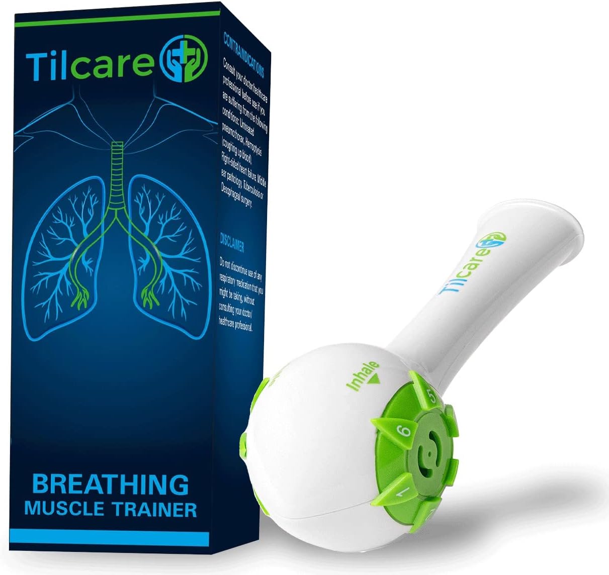 Inspiratory Expiratory Muscle Trainer by Tilcare - Perfect Breathing Exercise Device for Developing Strong Lungs - Lung Expander Exerciser That is Great Drug-Free Therapy for Asthma, CHF, Dysphagia