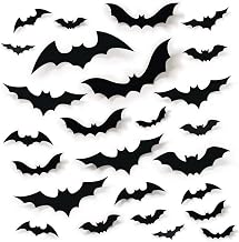 68Pcs Bat Wall Decor, Halloween Bats Decorations 3D Bats Wall Decor Realistic PVC Bats Stickers for Outdoor DIY Home Decor Party Supplies