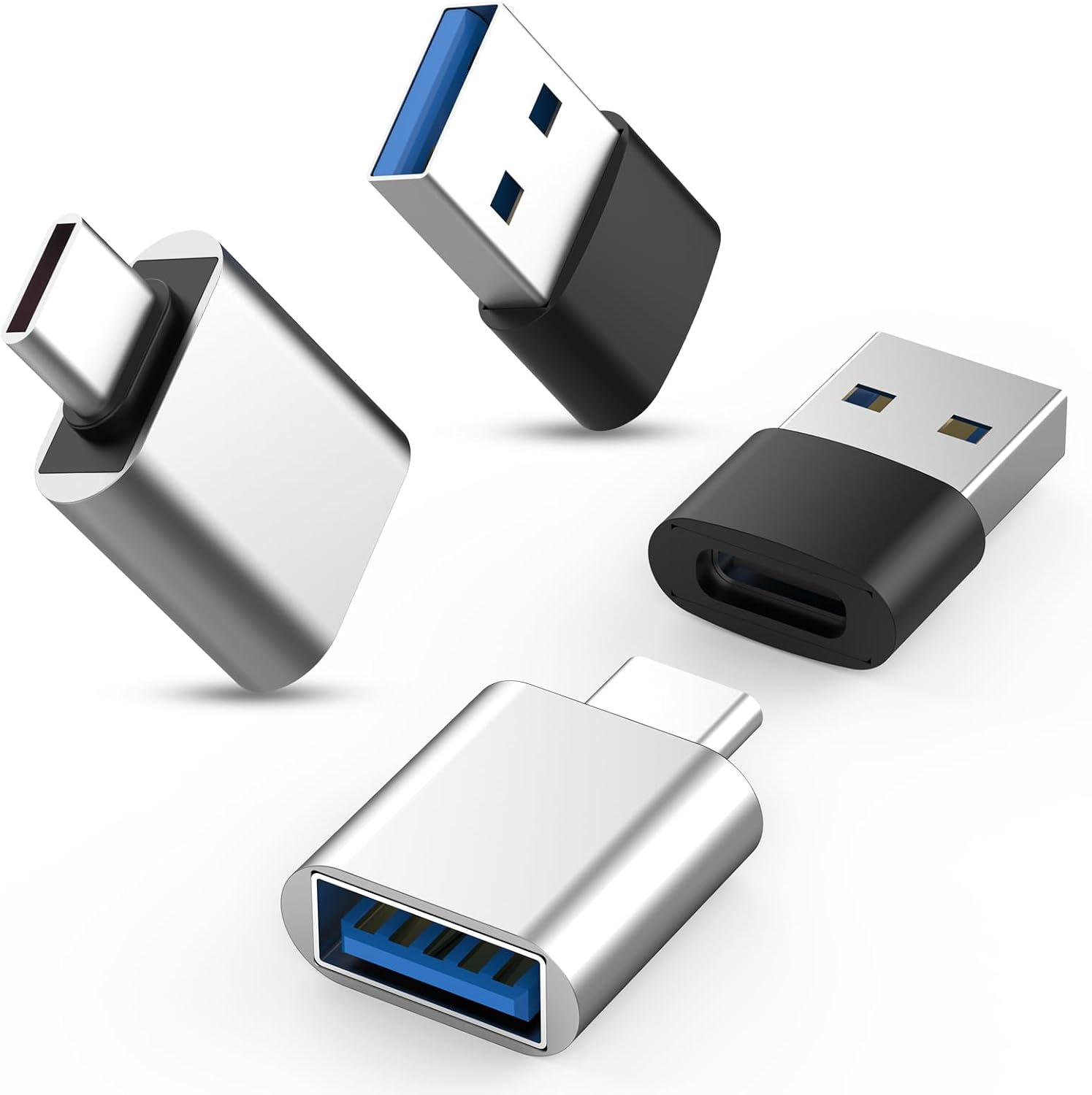 4Pack USB C to USB 3.0 Adapter(2Pack)& USB 3.0 to USB C Adapter(2Pack), 5Gbps SuperSpeed Data Transfer and Charge USB Converter Compatible with iPhone16 15 Laptop Samsung