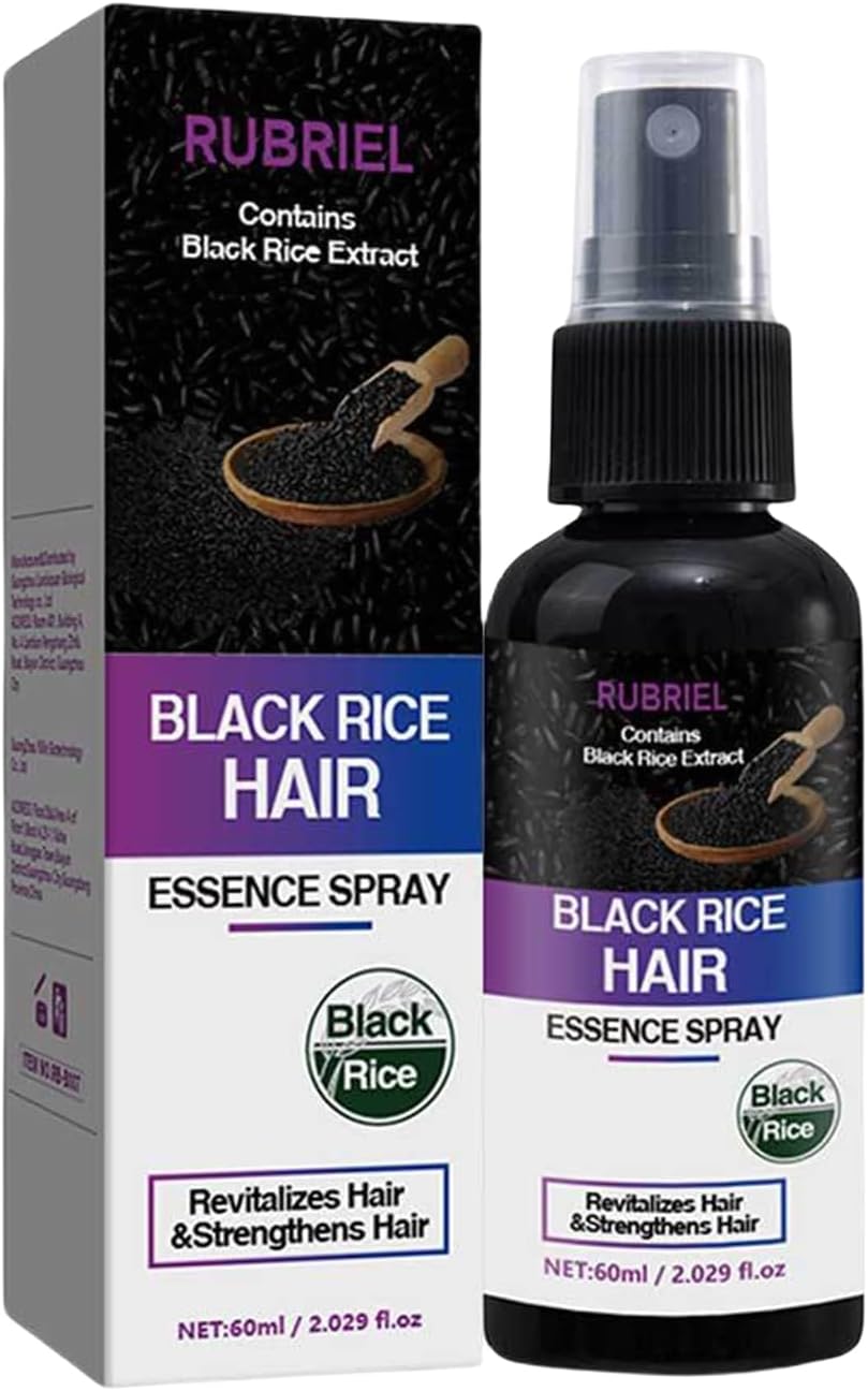 Black Rice Water Hair Growth Spray, Hair Growth Serum for Hair Loss Dry Damaged Hair, Deep Moisturizing Strengthening Thickening Smooths Shine Hair Frizz Control For Women Men