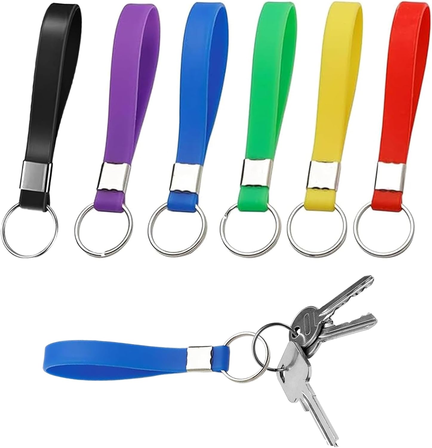 INBOLM Multi Pack of Key Fob Key Ring Key Rings With Tags Key Fobs Key Lanyard Wristlet Keychain Key Rings for Car Keys Heavy Duty Identification Silicon Key Ring Loops Fob