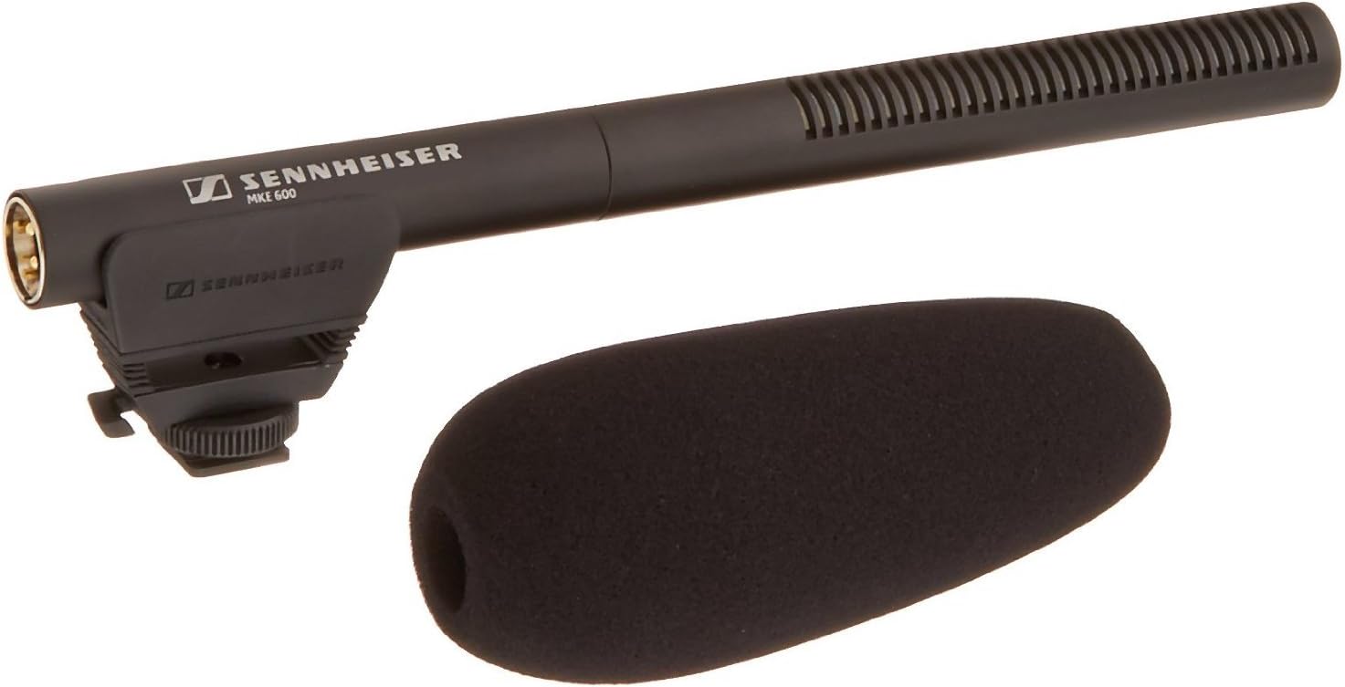 Sennheiser MKE 600 Shotgun Camera Microphone | Phantom & Battery Power | Switchable Filter for Wind Noise Minimisation | Black (505453)