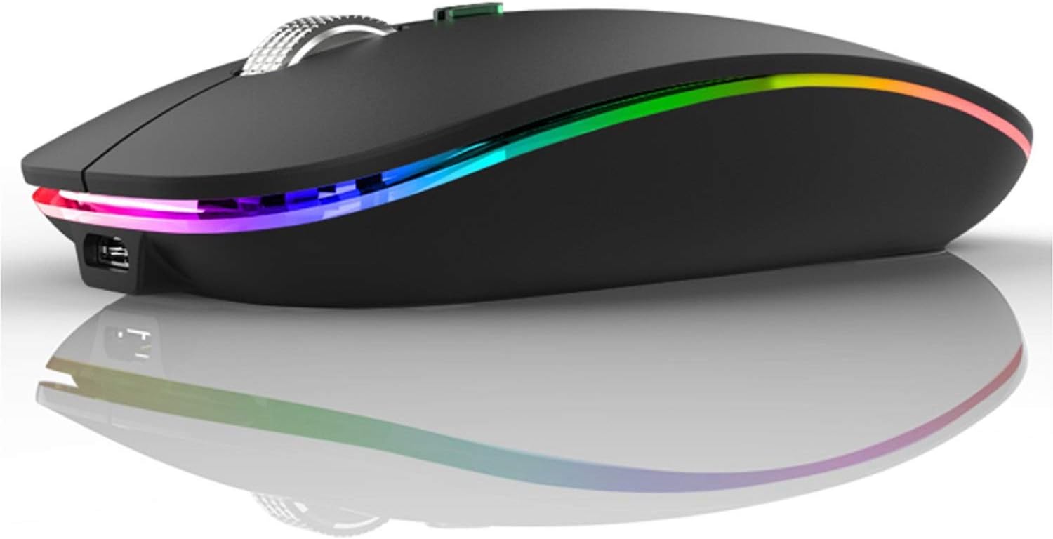 Uiosmuph G12 Wireless Mouse for Laptop, Optical Rechargeable Computer Mice with 3 Adjustable, 2.4GHz with USB Nano Receiver, Silent PC Wireless Mouse for PC, Mac, Laptop, Chromebook (Matte Black)