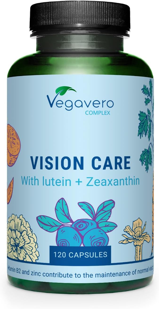 Vegavero Eye Vitamins Supplements | Lutein, Zeaxanthin, Bilberry, Beta Carotene Extracts, Vitamin B2 & Zinc | NO Additives, Lab-Tested | 120 Capsules | Vegan