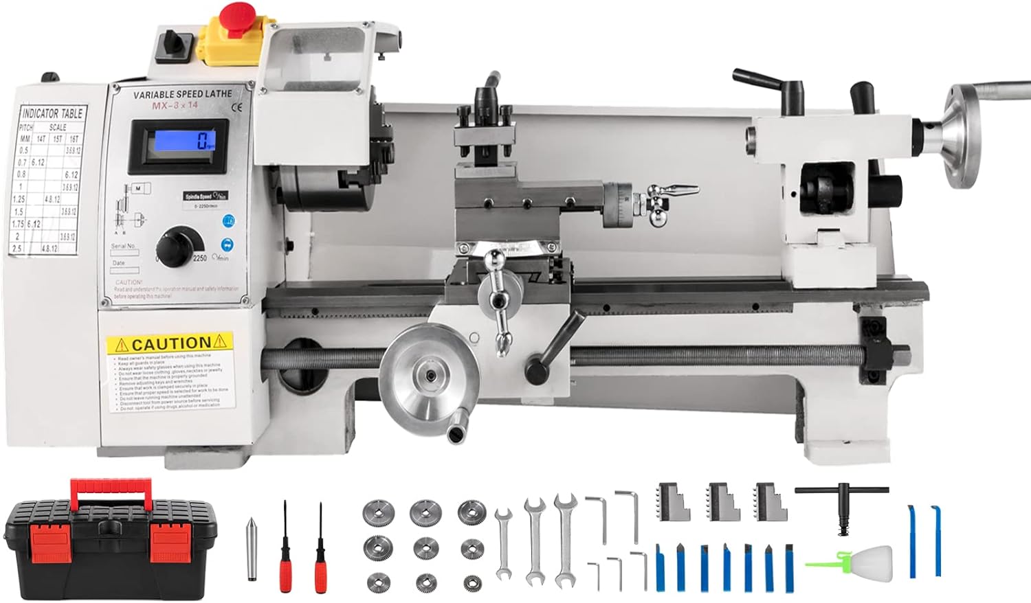 VEVOR Mini Metal Lathe 8"x14", Mini Lathe Machine 2250 PRM Variable Speed Change,Precision Mini Lathe 600W Metal Working Lathe, Small Metal Lathe, Milling Machine for Various Types of Metal Turning