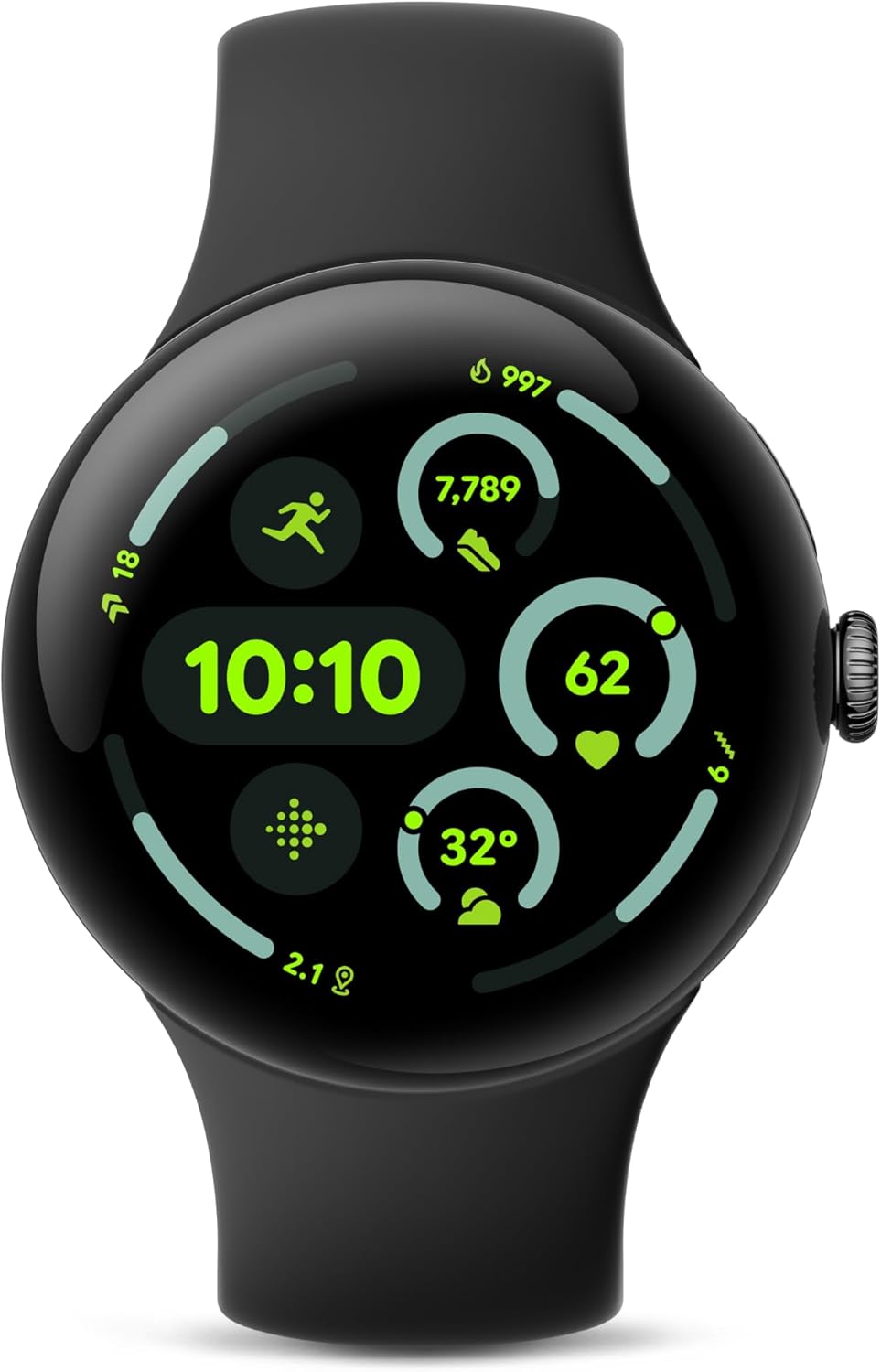 Google Pixel Watch 3 (45mm) Latest Model - Android Smartwatch, Heart Rate Tracking, Fitbit Advanced Running, Fitness Insights, 24-Hour Battery - Matte Black Aluminum Case - Obsidian Band - Wi-Fi