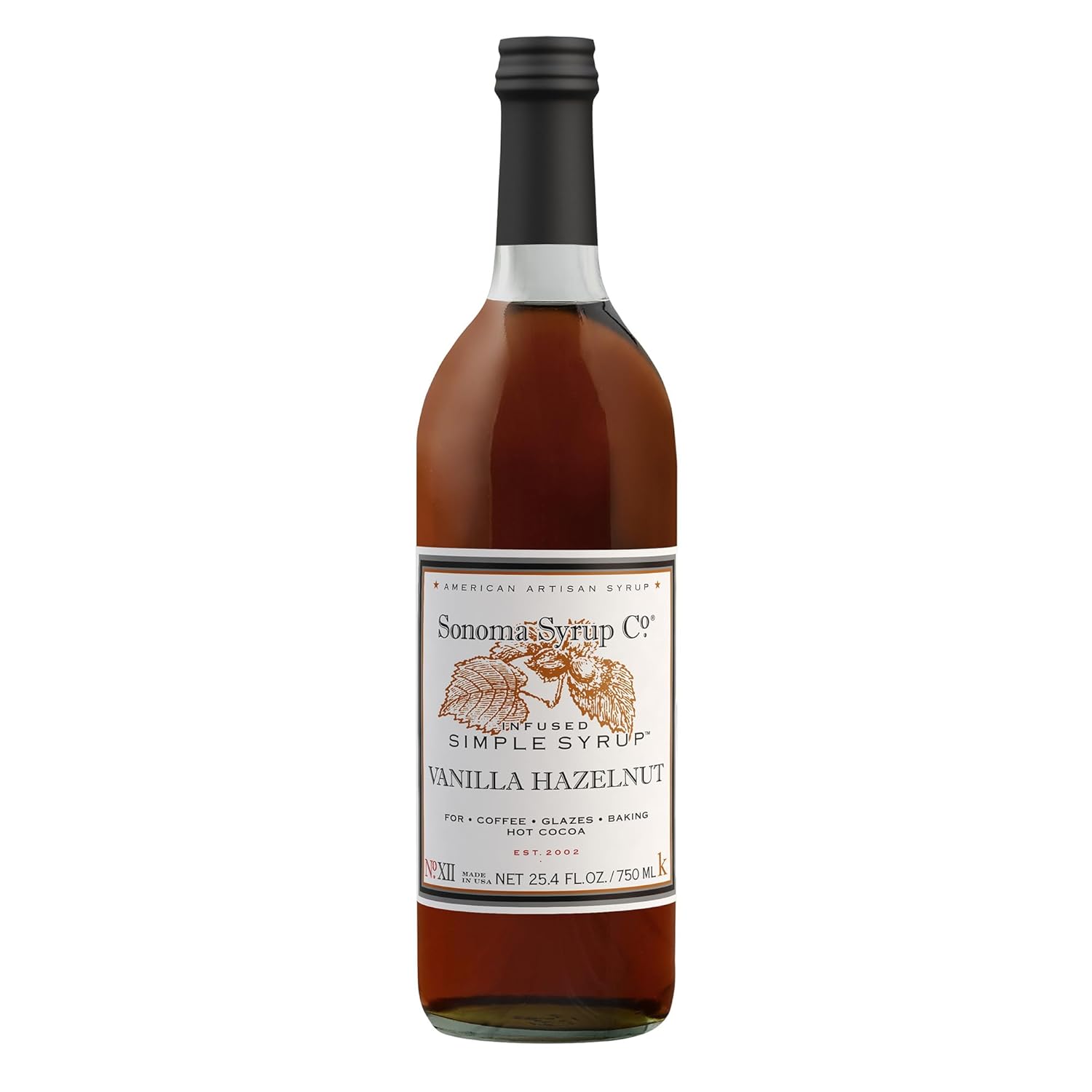 Sonoma Syrup Co Vanilla Hazelnut Syrup, 25.4 Fl Oz for Coffee, Cocktails, and Cooking