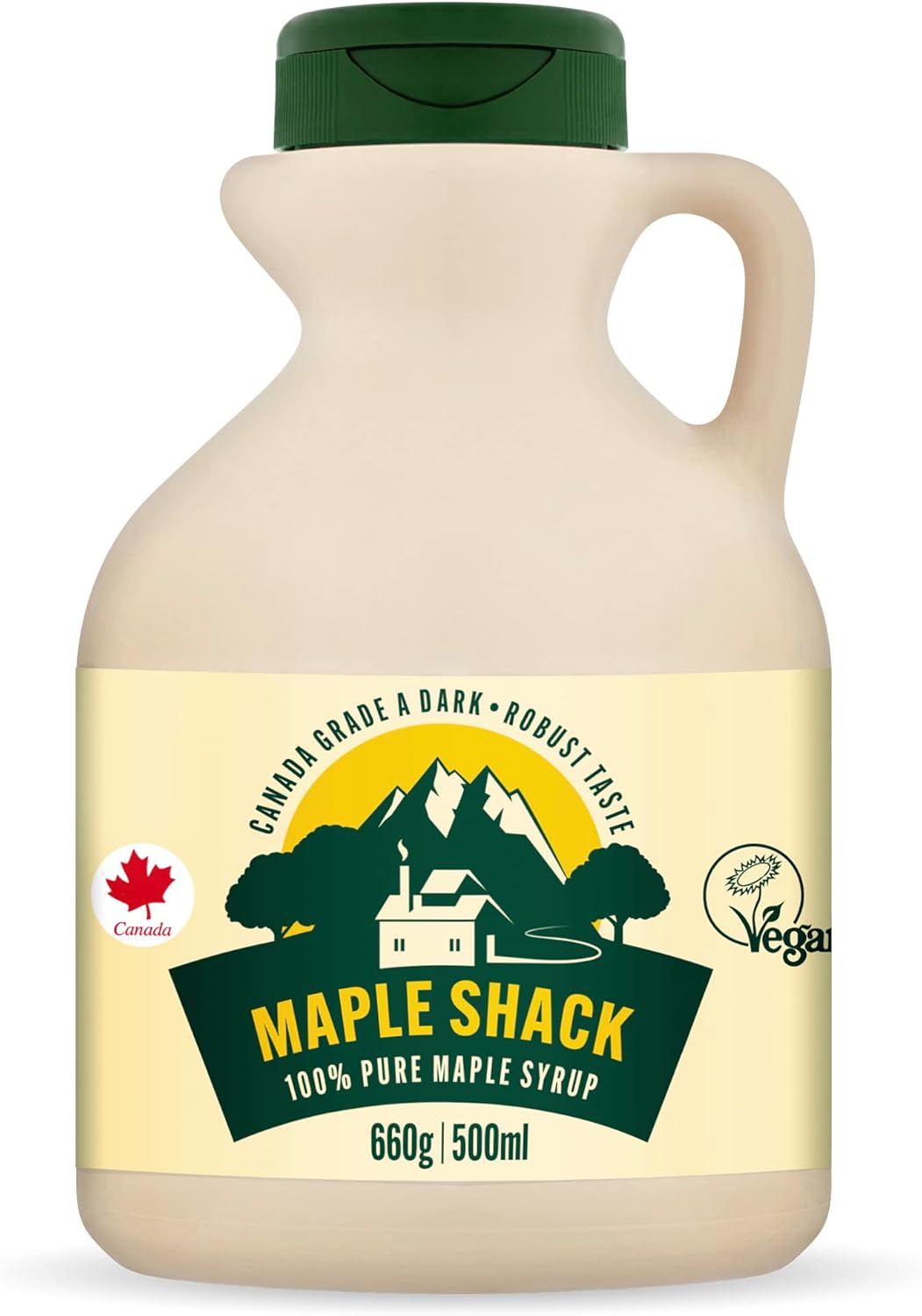 Maple Shack 100% Pure Canadian Maple Syrup 500ml - 660g Grade A, Dark Maple Syrup with Caramel Taste - Ideal for Pancakes, Waffles and Baking