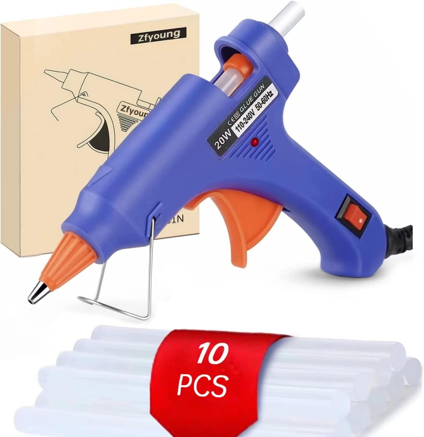 Mini Hot Glue Gun 10pcs Glue Stick Hot Glue Gun Set For Quick Repair Artist DIY Art Home 20w Blue