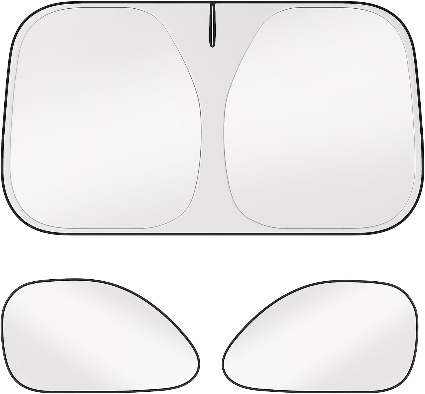 Roberly Car Windshield Sun Shade, 3Pcs 240T Foldable Sun Visor for Car Windshield & Side Window UV-Proof Heat Insulation Automotive Interior Protection with Storage Bag for Sedan SUV (M, 62" x 32")