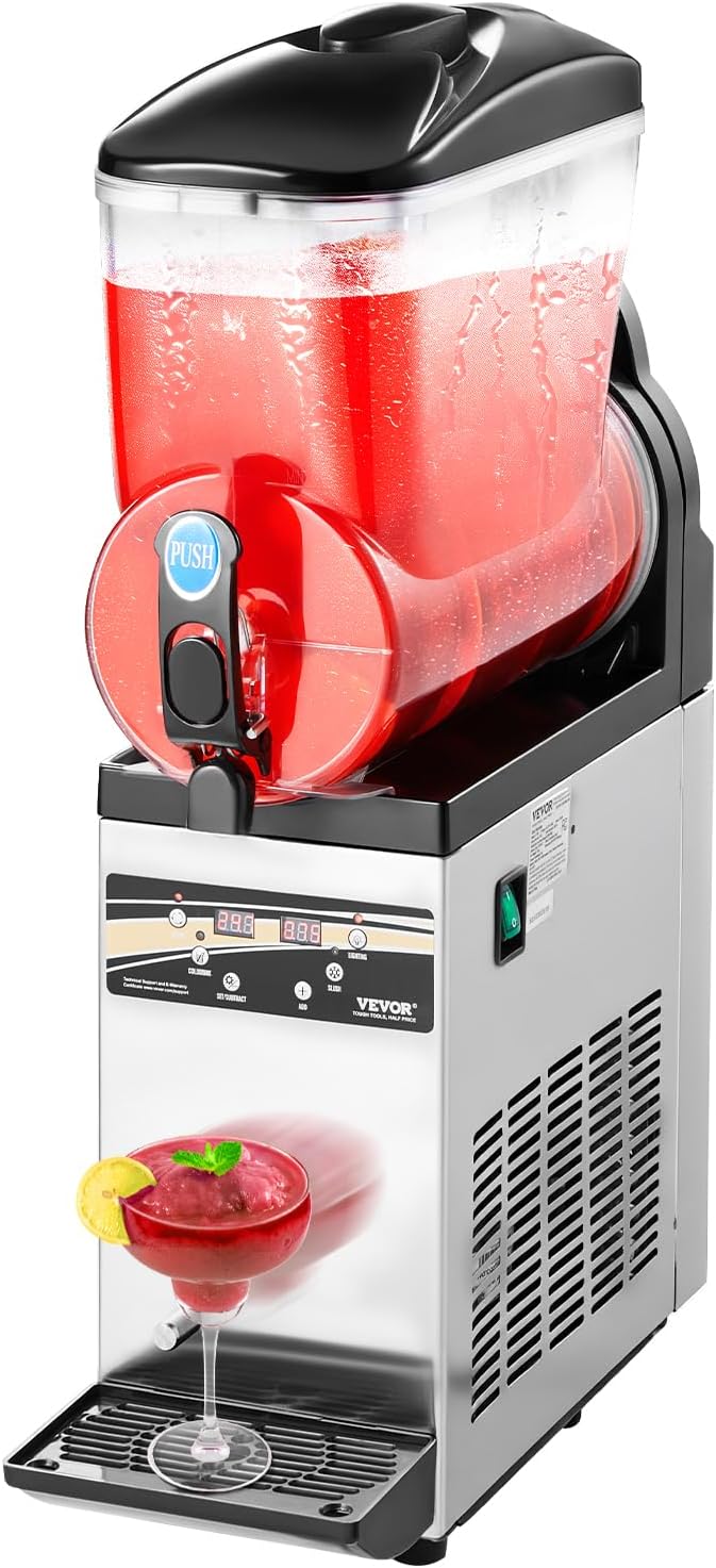 VEVOR Slushy Machine, 15L Single Tank Commercial Margarita Machine, 60 Cups Stainless Steel Margarita Smoothie Frozen Drink Machine, Slushie Machine for Home Party Restaurants Cafe Bars