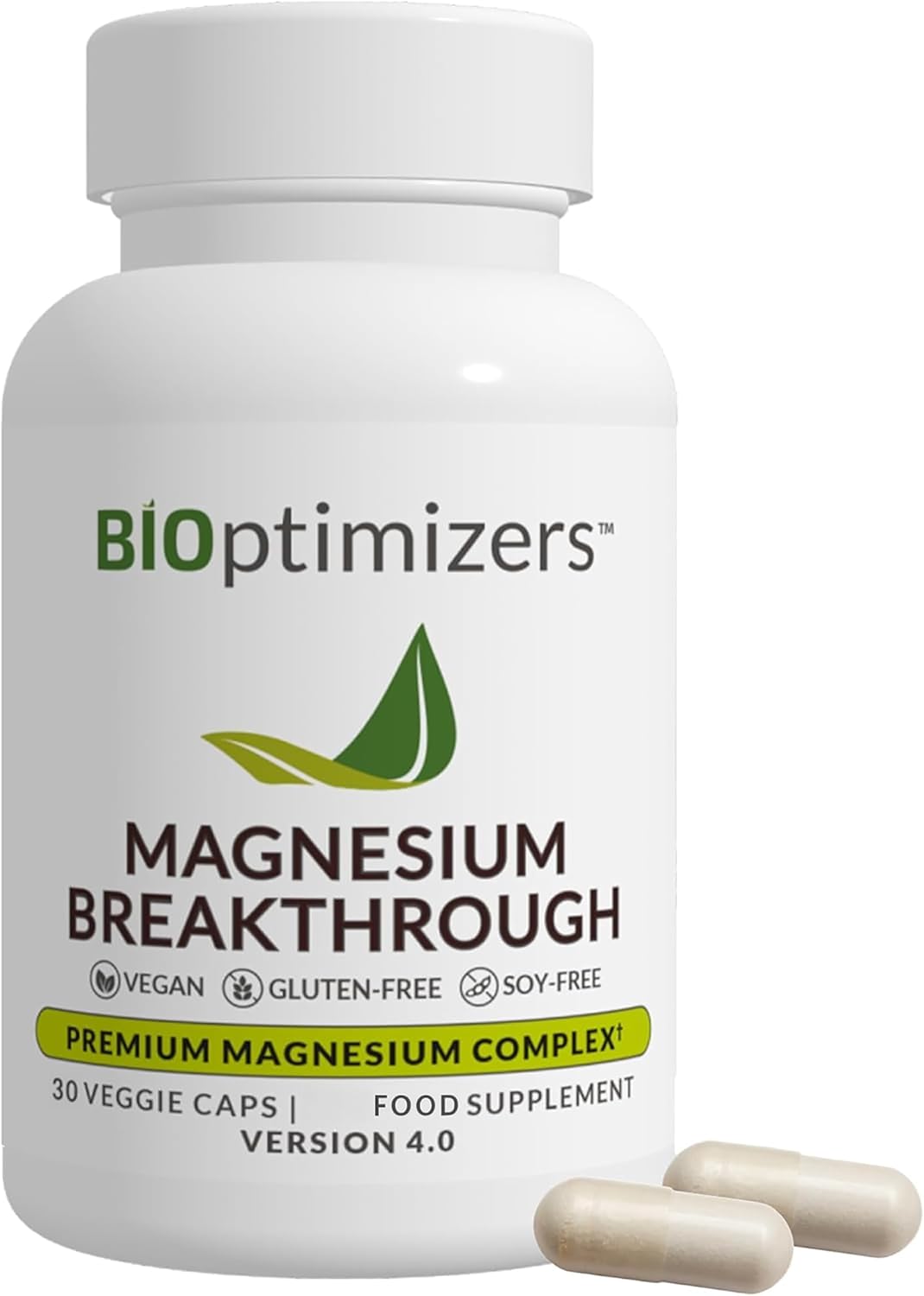 BIOptimizers Magnesium Breakthrough Supplement | 7 Forms of Mg: Glycinate, Malate, Citrate, and More | Natural Support for Sleep and Cognitive Function (30 Capsules, Version 4.0)