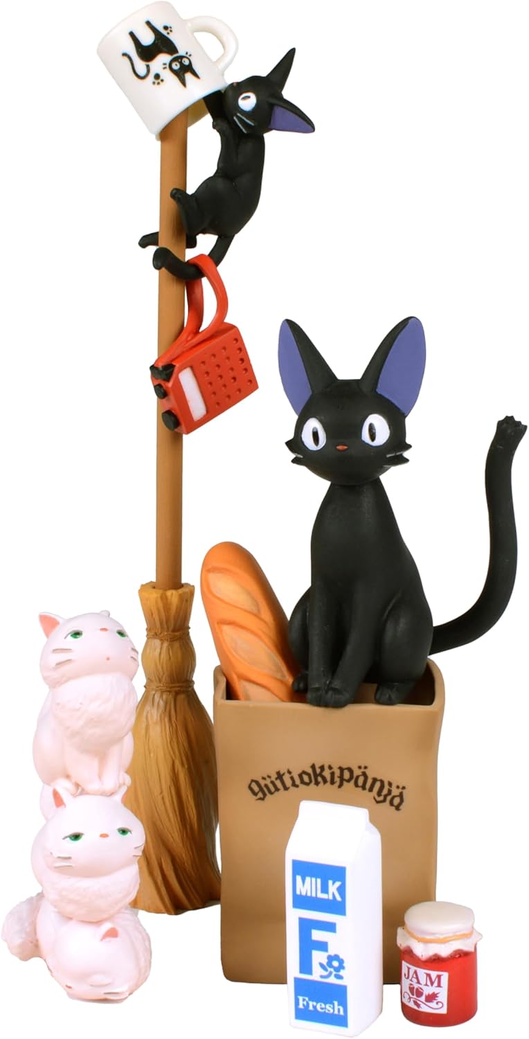 Ensky - Kiki's Delivery Service - Jiji Nosechara Assortment Stacking Figure, Studio Ghibli via Bandai Official Merchandise