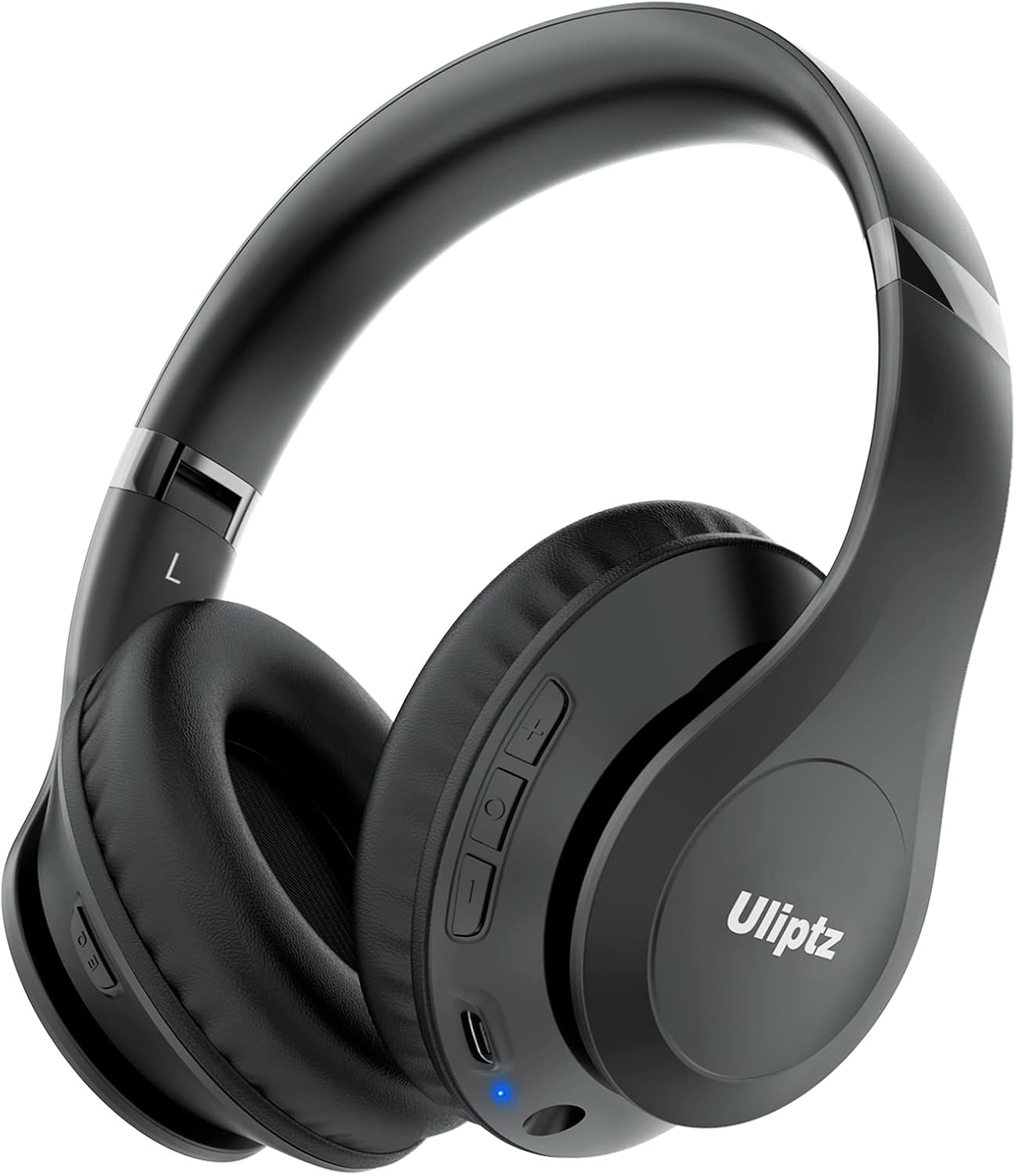 Uliptz Wireless Headphones Over Ear, 65 Hrs Playtime Bluetooth Headphones, 6 EQ Modes Foldable Lightweight Headphones Wireless, Foldable Bluetooth 5.3 for Travel/Office/PC (Black)