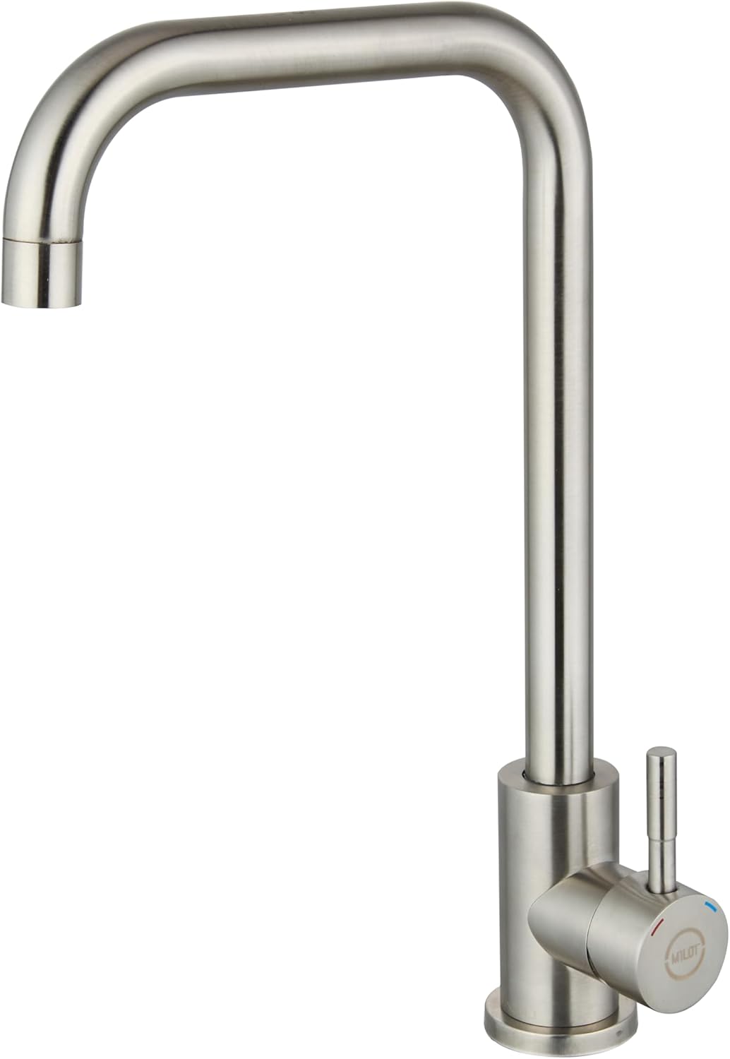 MILOT Kitchen Taps Mixer, 360° Swivel Monobloc Kitchen Sink Tap Mixer Taps, 35.5 cm Spout Height, Stainless Steel, Easy Screw-Free Installation, Kitchen Mixer Tap 1 Hole (Brushed Nickel)