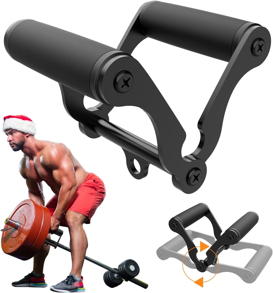 veimia V Bar T-Bar Row Landmine Handle Attachment for Barbell Bars, Solid Mine Double D Row Handle Grips with Non-Slip Rubber Grips, T-Row Attachment for Olympic Strength Training Bars