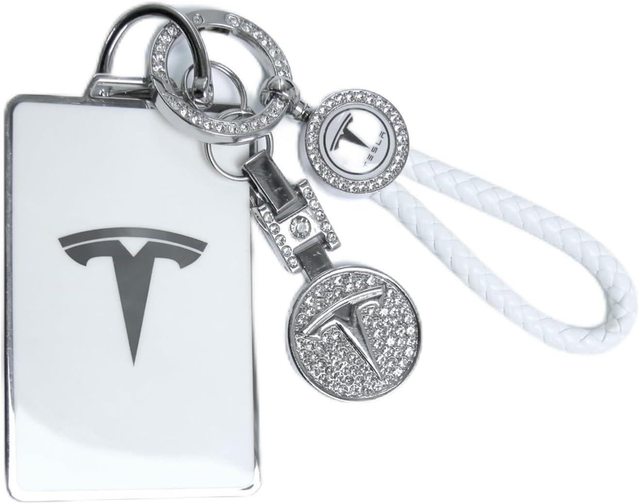 Tesheer for Tesla Key Card Holder Bling Key Chain fit Model S/X/3/Y Cybertruck Card Key Holder Key Card Protective Key Fob