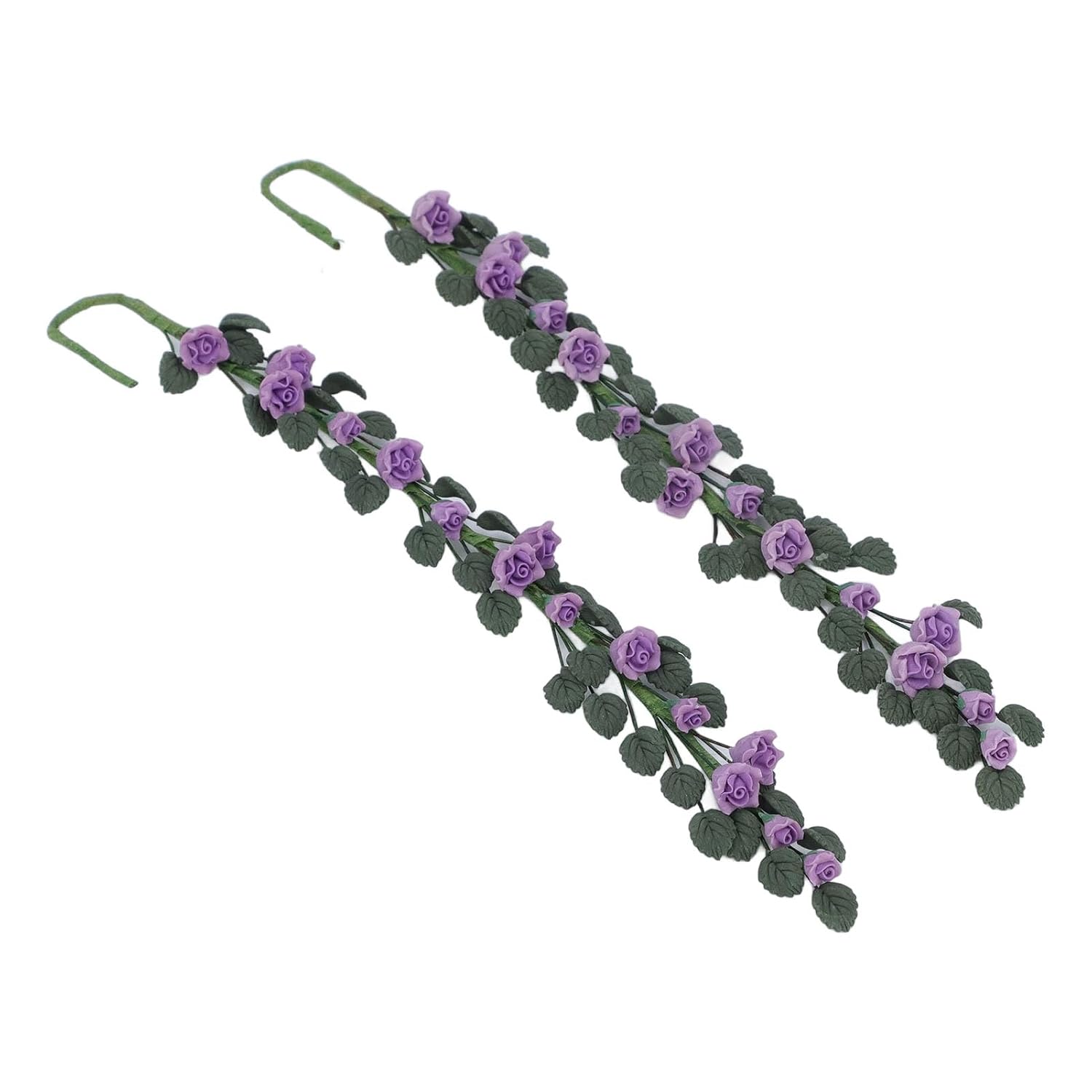 Doll House Rose Vine, Miniature Swing Ornament, Decor for Photography Props, Iron and Clay, Length 20cm ()