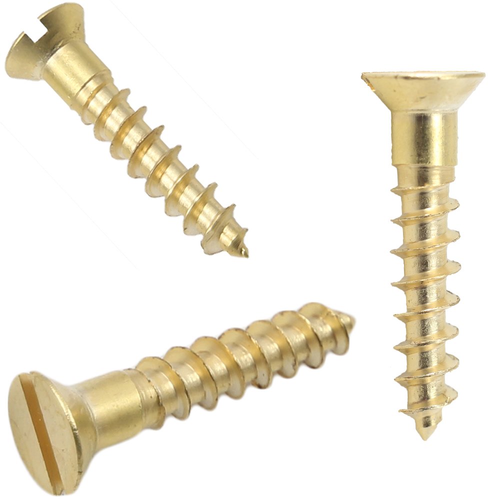 #1 Size x 1/4" Solid Brass Flat Head Wood Screw Qty 100 Pieces, Slotted Drive, Number 1 Size x 1/4" Length
