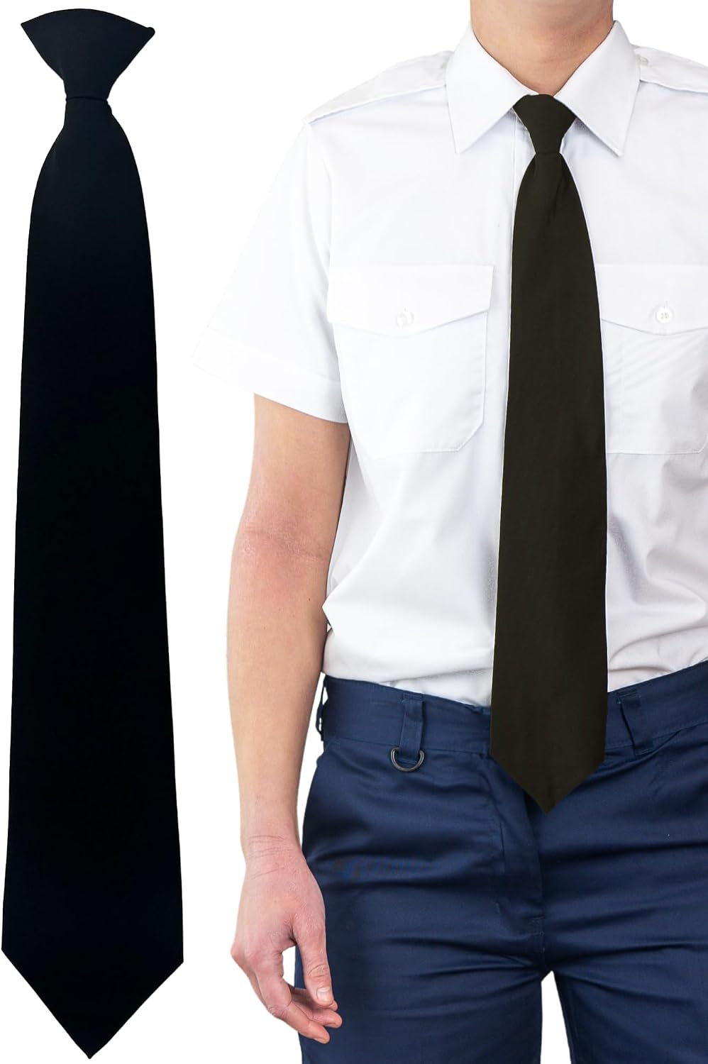 Mirabella Health & Beauty Unisex Black Clip On Tie Pre-Tied Necktie