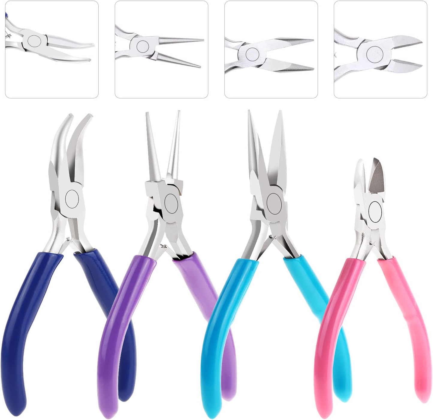 Jewelry Pliers, Shynek 4pcs Jewelry Making Tools Kit with Needle Nose Pliers/Chain Nose Pliers, Round Nose Pliers, Wire Cutters and Bent Nose Pliers for Crafts, Wire Wrapping, Jewelry Making Supplies