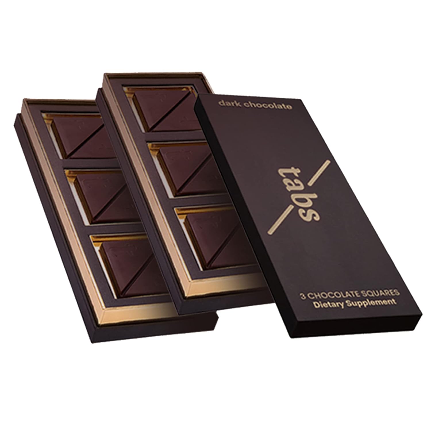 Tabs Dark Chocolate Squares (2 Boxes) - 60% Cocoa with Epimedium and Maca Root - Vegetarian and Gluten-Free
