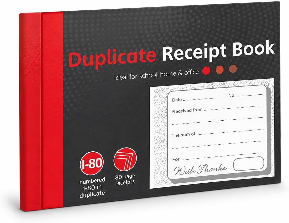 1-80 Pages Numbered Duplicate Receipt Book, Half Size Duplicate Receipt Book for Business, Home, Office, Shop and Warehouse (1)
